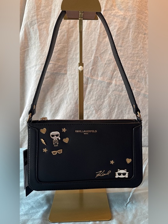 Karl Lagerfeld Handbags - Karl Lagerfeld Paris Embellished Leather Shoulder Bag - NWT | Karl & Choupette